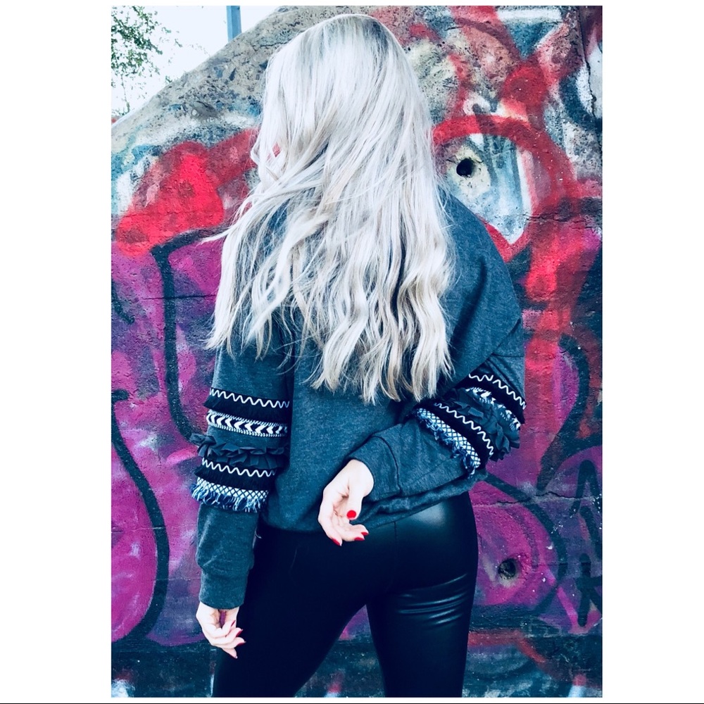 Tassel Sleeve Sweatshirt - Picture 1 of 3